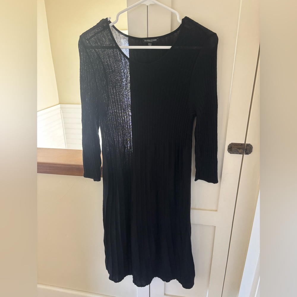 Eileen Fisher Black 100% Wool Dress